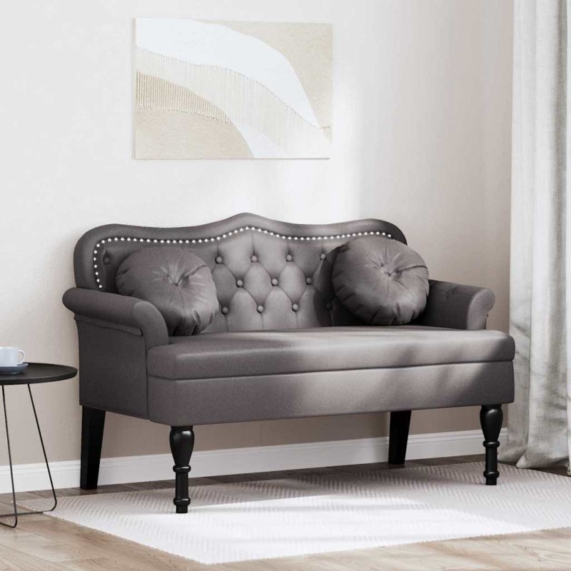 Banc Chesterfield Gris 120,5 x 65 x 75 cm Simili cuir 512547512547