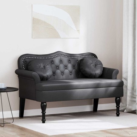 Banc Chesterfield Noir 120,5 x 65 x 75 cm Simili cuir 512584512584