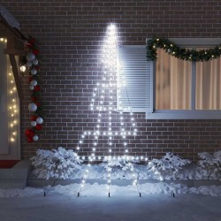 Arbre de Noël LED avec piquets au sol Blanc froid 306 cm Métal 512604512604