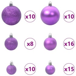 Ensemble de Boules de Noël avec 300 LED 120 pcs Lilas Plastique 512613512613
