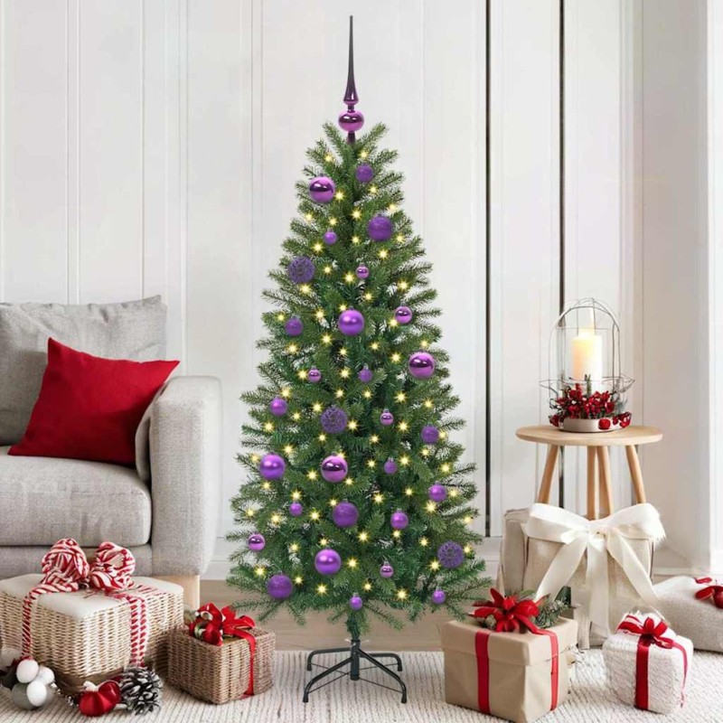 Ensemble de Boules de Noël avec 150 LED 61 pcs Lilas Plastique 512614512614