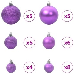 Ensemble de Boules de Noël avec 150 LED 61 pcs Lilas Plastique 512614512614