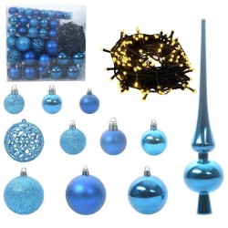 Ensemble de Boules de Noël avec 300 LED 120 pcs Bleu Plastique 512619512619