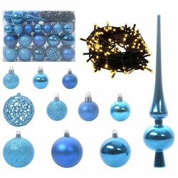Ensemble de Boules de Noël avec 150 LED 61 pcs Bleu Plastique 512620512620