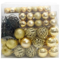 Ensemble de Boules de Noël avec 300 LED 120 pcs Doré Plastique 512622512622