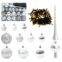 Ensemble de Boules de Noël avec 150 LED 61 pcs Argent Plastique 512623512623