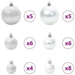 Ensemble de Boules de Noël avec 150 LED 61 pcs Argent Plastique 512623512623