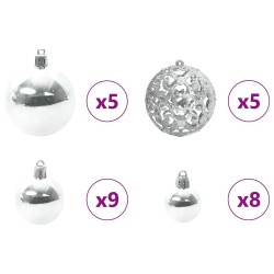 Ensemble de Boules de Noël avec 150 LED 61 pcs Argent Plastique 512623512623