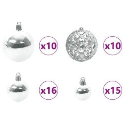 Ensemble de Boules de Noël 120 pcs Argent Plastique 512624512624
