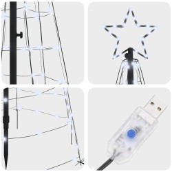 Arbre de Noël LED avec piquets au sol Blanc froid 250 cm Fer 512629512629