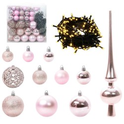 Ensemble de Boules de Noël avec 300 LED 120 pcs Rose Plastique 512630512630
