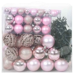 Ensemble de Boules de Noël avec 300 LED 120 pcs Rose Plastique 512630512630
