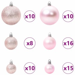 Ensemble de Boules de Noël avec 300 LED 120 pcs Rose Plastique 512630512630