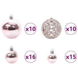Ensemble de Boules de Noël avec 300 LED 120 pcs Rose Plastique 512630512630