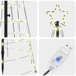 Arbre de Noël LED avec piquets au sol Blanc chaud 250 cm Fer 512631512631