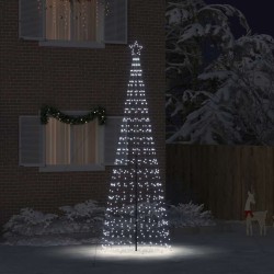 Arbre de Noël LED avec piquets au sol Blanc froid 400 cm Fer 512633512633