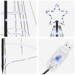 Arbre de Noël LED avec piquets au sol Blanc froid 400 cm Fer 512633512633