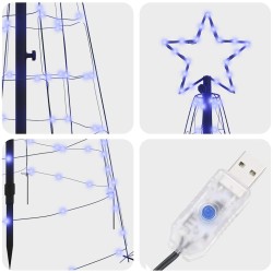 Arbre de Noël LED avec piquets au sol Bleu 250 cm Fer 512638512638