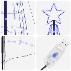 Arbre de Noël LED avec piquets au sol Bleu 400 cm Fer 512641512641