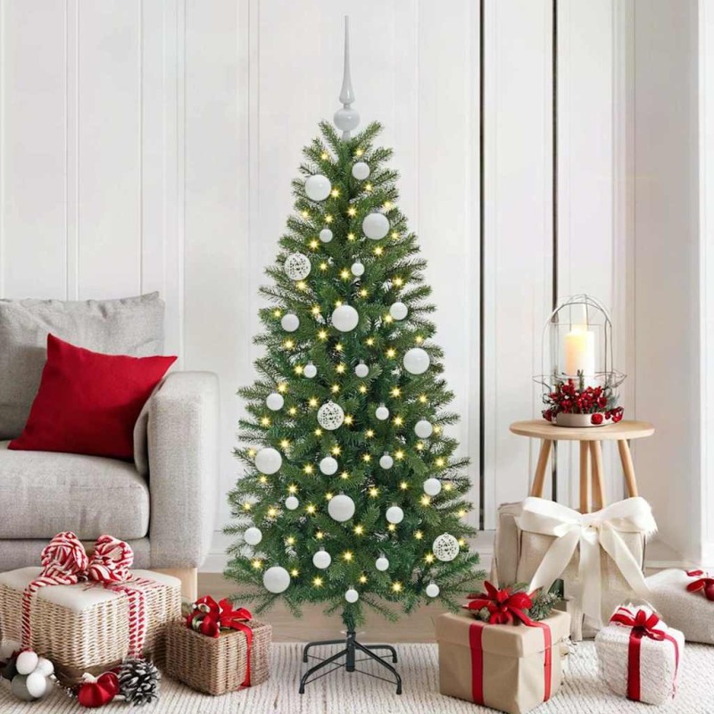 Ensemble de Boules de Noël avec 150 LED 61 pcs Blanc Plastique 512648512648