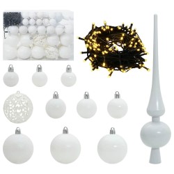 Ensemble de Boules de Noël avec 150 LED 61 pcs Blanc Plastique 512648512648