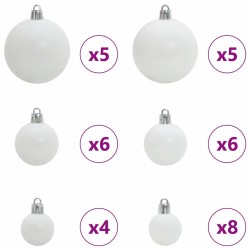 Ensemble de Boules de Noël avec 150 LED 61 pcs Blanc Plastique 512648512648
