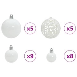 Ensemble de Boules de Noël avec 150 LED 61 pcs Blanc Plastique 512648512648
