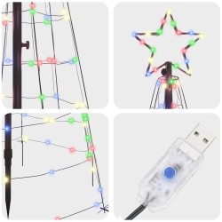 Arbre de Noël LED avec piquets au sol Multicolore 250 cm Fer 512649512649