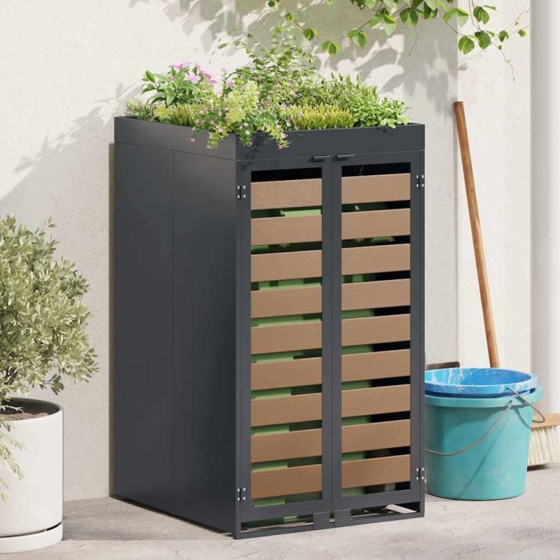 Stockage de Poubelle à Roulettes avec Toit de Jardinière pour Poubelle de 240L 512678512678