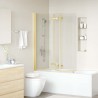 Enceinte de Douche Doré 130 x 138 cm Verre ESG et aluminium 512679512679