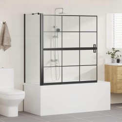 Écran de douche de bain Noir et Transparent 116 x 68 x 128 cm 512687512687