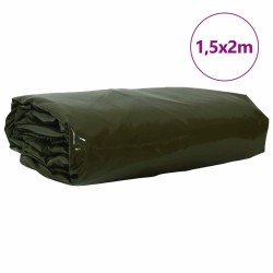 Bâche 650g / m² Vert olive 1,5 x 2 m Toile avec revêtement en PVC 512711512711