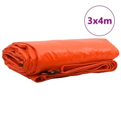 Bâche 650g / m² Orange 3 x 4 m Toile avec revêtement en PVC 512728512728
