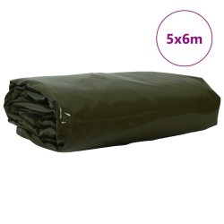 Bâche 650g / m² Vert olive 5 x 6 m Toile avec revêtement en PVC 512731512731
