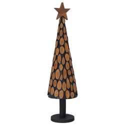 Sapin de Noël avec support Marron 120 cm Bois de teck solide 512732512732