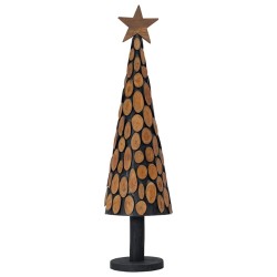 Sapin de Noël avec support Marron 120 cm Bois de teck solide 512732512732