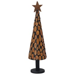 Sapin de Noël avec support Marron 120 cm Bois de teck solide 512732512732