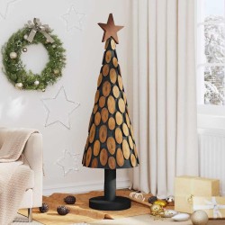 Sapin de Noël avec support Marron 149 cm Bois de teck solide 512746512746