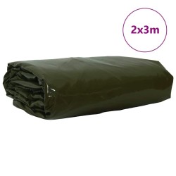 Bâche 650g / m² Vert olive 2 x 3 m Toile avec revêtement en PVC 512759512759