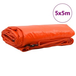 Bâche 650g / m² Orange 5 x 5 m Toile avec revêtement en PVC 512785512785