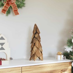 Sapin de Noël avec support Marron 51 cm Bois de teck solide 512787512787