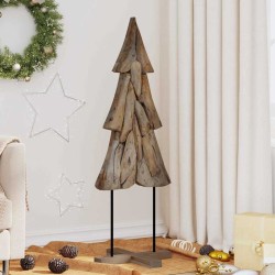Sapin de Noël avec support Marron 121 cm Bois de teck solide 512788512788
