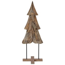 Sapin de Noël avec support Marron 121 cm Bois de teck solide 512788512788