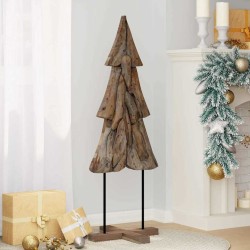Sapin de Noël avec support Marron 121 cm Bois de teck solide 512788512788