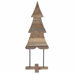 Sapin de Noël avec support Marron 121 cm Bois de teck solide 512788512788
