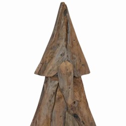 Sapin de Noël avec support Marron 121 cm Bois de teck solide 512788512788