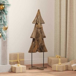 Sapin de Noël avec support Marron 90 cm Bois de teck solide 512798512798