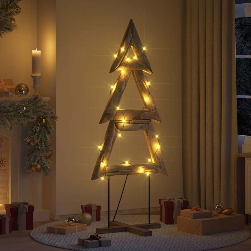 Sapin de Noël avec support Marron 181 cm Bois de teck solide 512799512799