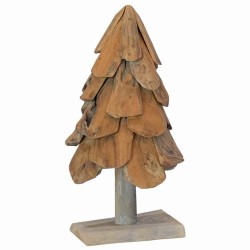 Sapin de Noël avec support Marron 61 cm Bois de teck solide 512800512800