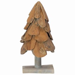 Sapin de Noël avec support Marron 61 cm Bois de teck solide 512800512800